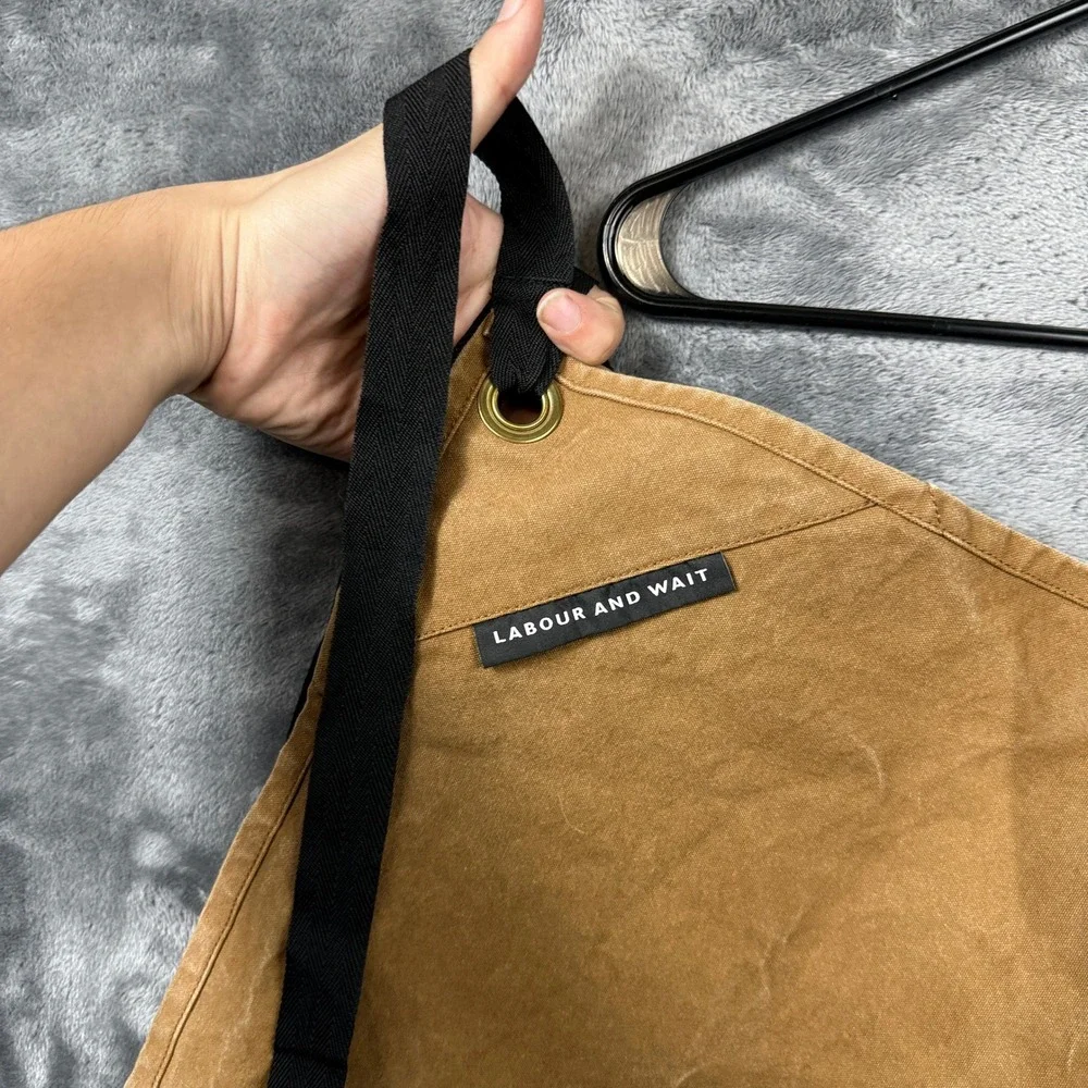 Labour and Wait Waist Apron Unisex OS Brown Waxed Canvas Workwear Utility